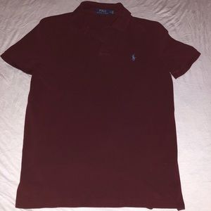 MENS POLO RALPH LAUREN MAROON COLLARD SHIRT SZ (S)